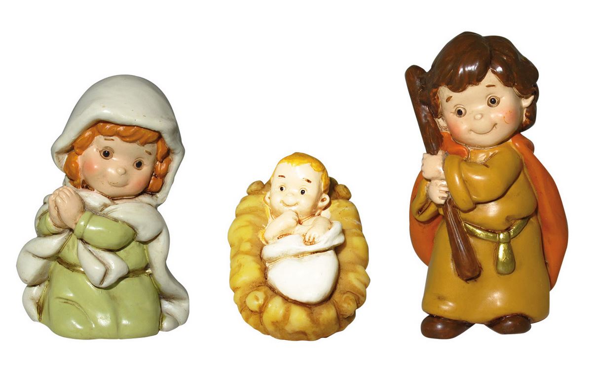 statuine natività: set piccolo presepe da 12 personaggi, in resina colorata (altezza 4 cm circa)