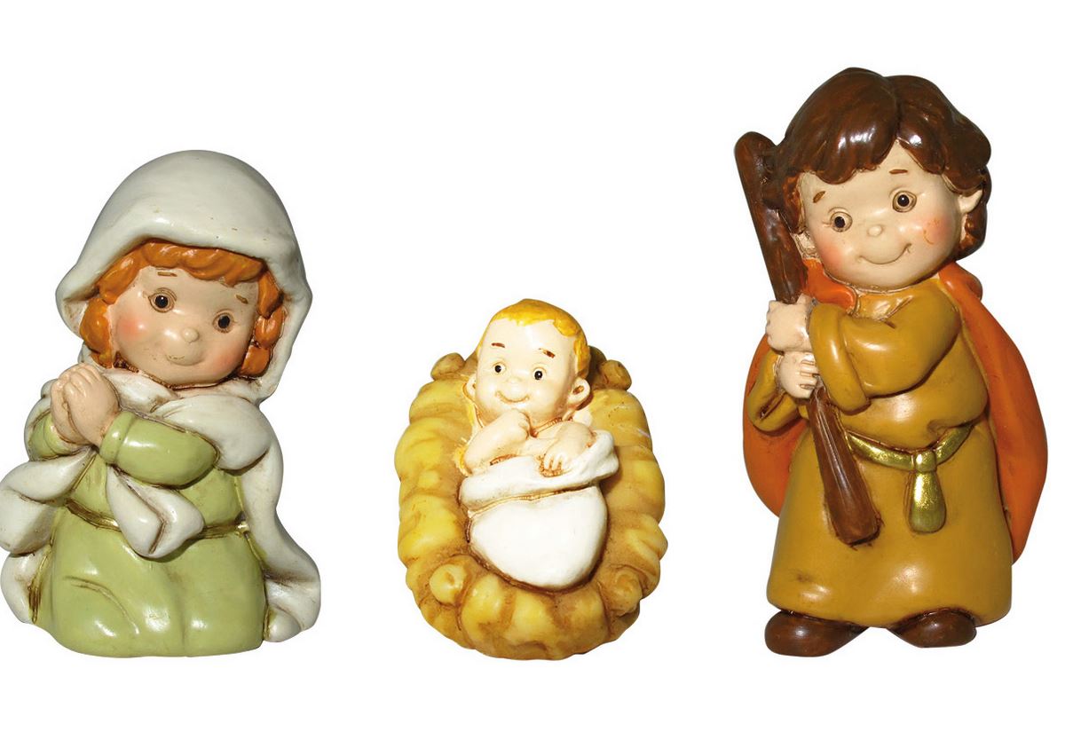 statuine natività: set piccolo presepe da 12 personaggi, in resina colorata (altezza 6 cm circa)