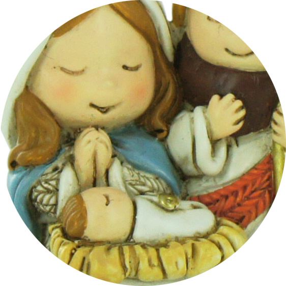 natività in resina colorata, decorazione natalizia/soprammobile, piccola statuina della sacra famiglia, 3,5 x 4 x 2,5 cm