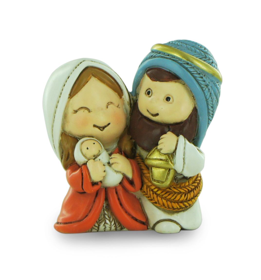 natività in resina colorata, decorazione natalizia/soprammobile, piccola statuina della sacra famiglia, 5 x 5,5 cm