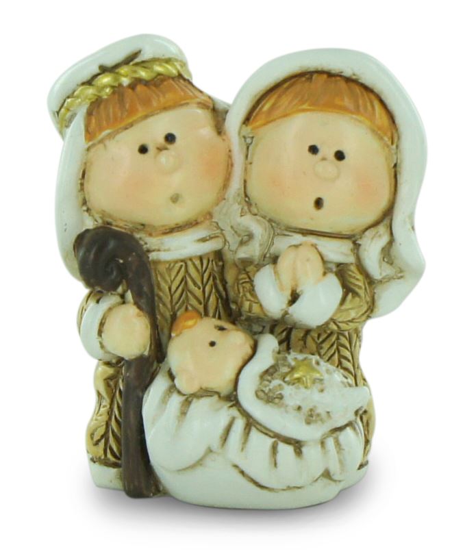 natività in resina colorata, decorazione natalizia/soprammobile, piccolo presepe con sacra famiglia, 3 x 3,5 cm