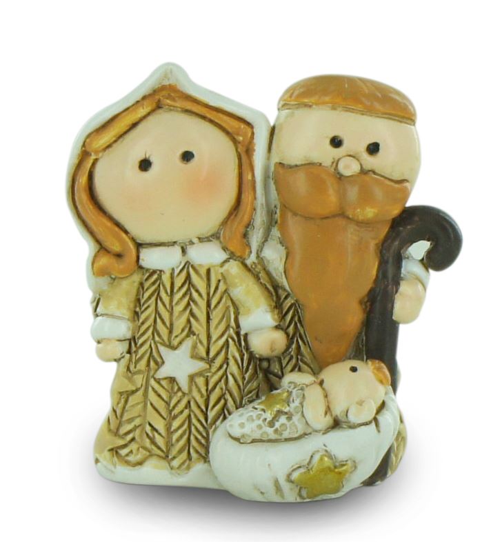 natività in resina colorata, decorazione natalizia/soprammobile, piccolo presepe con sacra famiglia, 3 x 3,5 cm