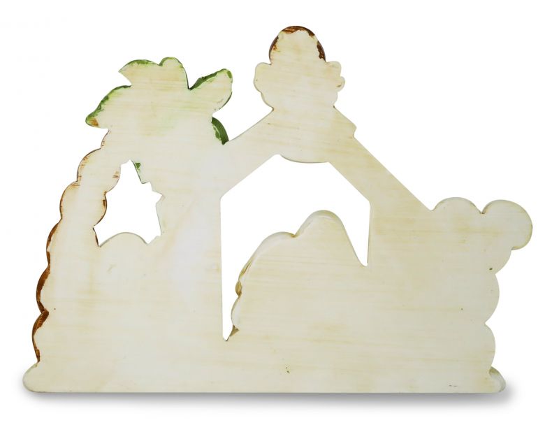 presepe per bambini con capanna e 8 personaggi in resina - 15,5 x 10,5 cm