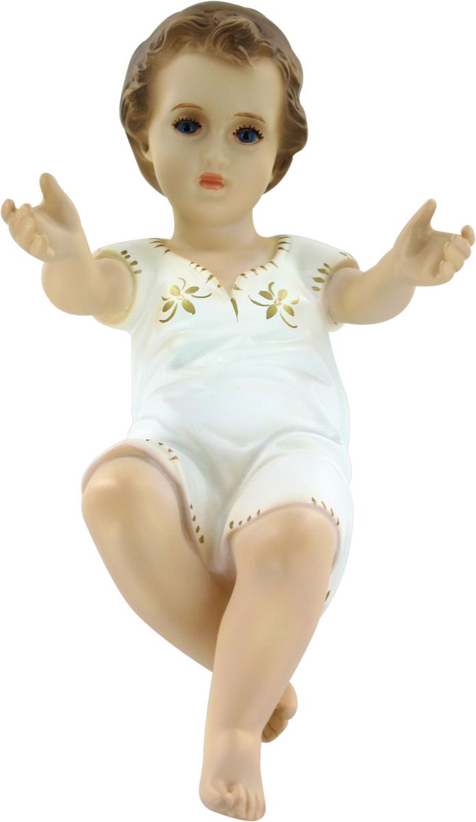 statuina di gesù bambino per presepe, dipinta a mano e con occhi in cristallo  - 58 cm