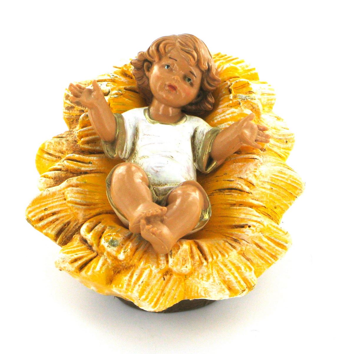 stock: gesù bambino nella culla dipinto a mano tipo legno - 19 cm
