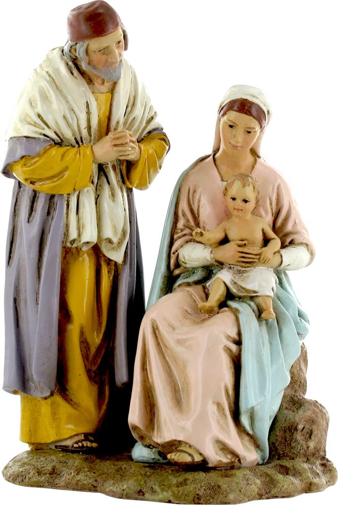 ferrari & arrighetti statuine presepe, statuina della sacra famiglia, stile martino landi per presepe da 16 cm, statuina della natività per presepe classico / tradizionale, resina dipinta a mano