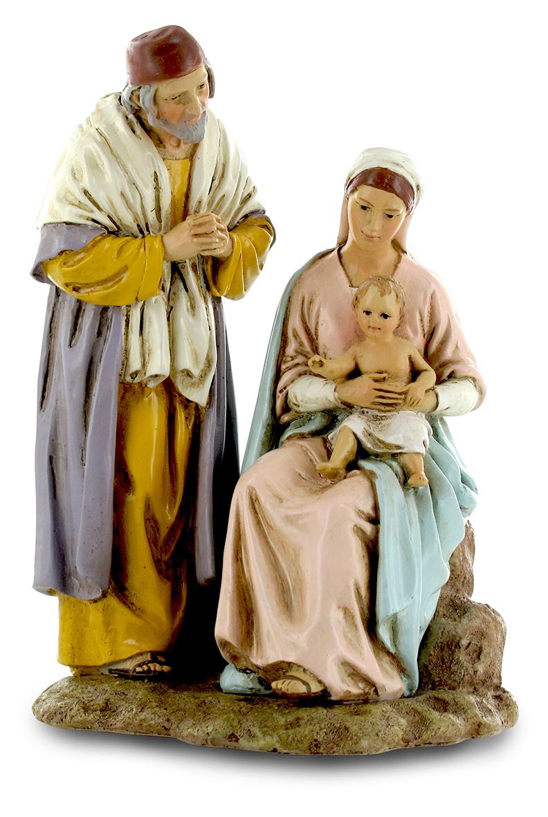 ferrari & arrighetti statuine presepe, statuina della sacra famiglia per presepe da 12 cm, statuina della natività per presepe classico / tradizionale stile martino landi, resina dipinta a mano