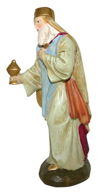 ferrari & arrighetti statuine presepe, statuina re magio melchiorre per presepe da 10 cm, statuina per presepe classico / tradizionale stile martino landi, resina dipinta a mano