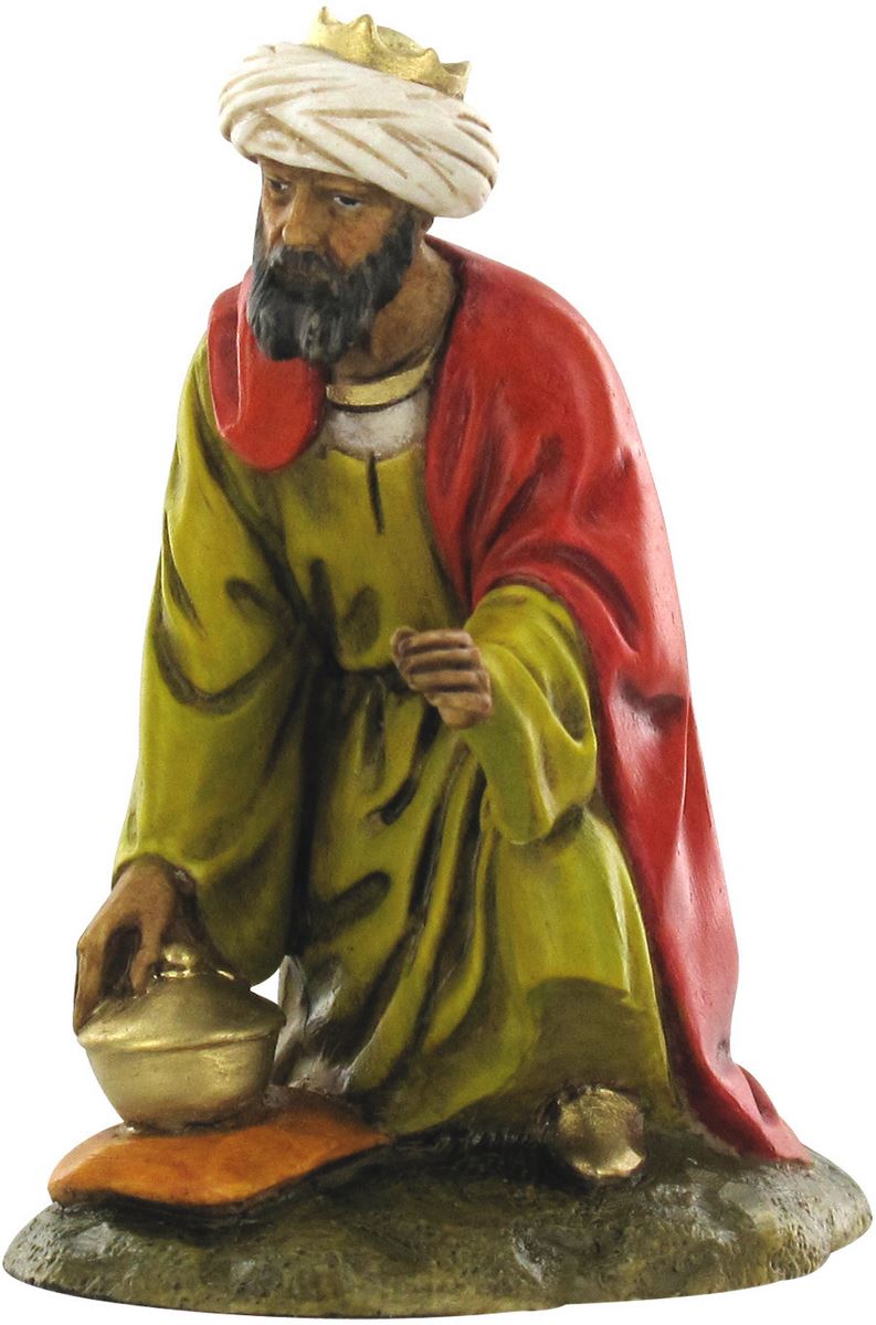 ferrari & arrighetti statuine presepe, statuina re magio gasparre per presepe da 10 cm, statuina per presepe classico / tradizionale stile martino landi, resina dipinta a mano