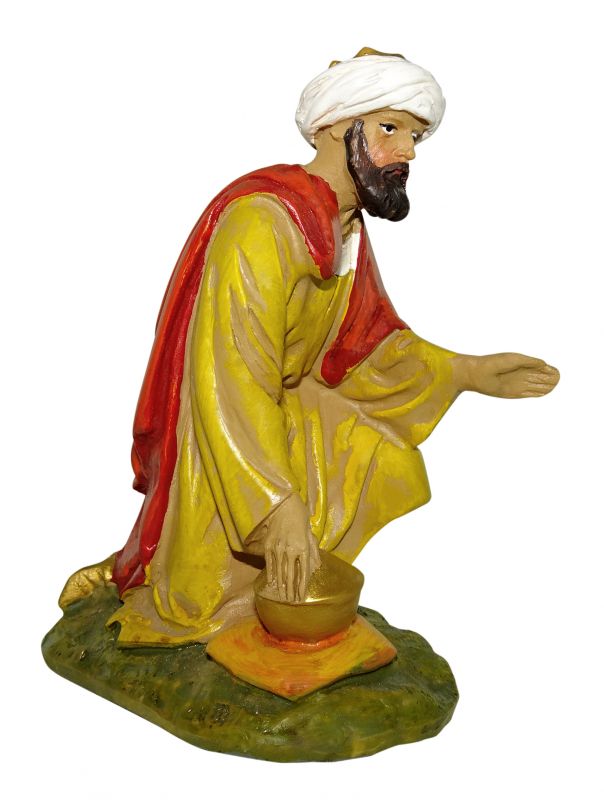 ferrari & arrighetti statuine presepe, statuina re magio gasparre per presepe da 10 cm, statuina per presepe classico / tradizionale stile martino landi, resina dipinta a mano