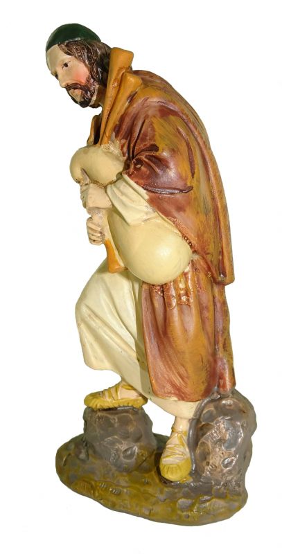 ferrari & arrighetti statuine presepe, statuina pastore con zampogna per presepe da 10 cm, statuina dello zampognaro per presepe classico / tradizionale stile martino landi, resina dipinta a mano