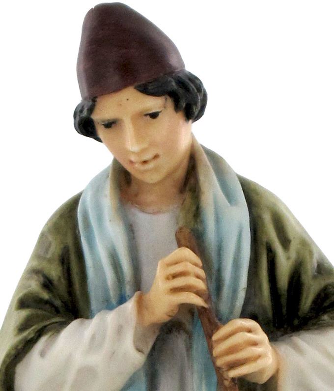 ferrari & arrighetti statuine presepe, statuina pastore con flauto per presepe da 10 cm, statuina suonatore di flauto per presepe classico / tradizionale stile martino landi, resina dipinta a mano