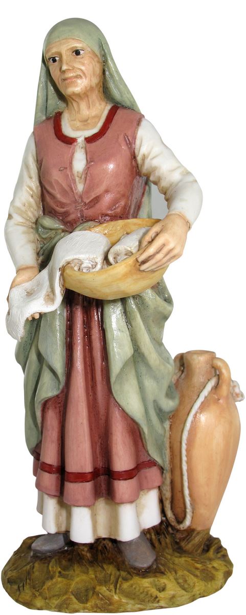 ferrari & arrighetti statuine presepe, statuina levatrice per presepe da 10 cm, statuina levatrice per presepe classico / tradizionale stile martino landi, resina dipinta a mano