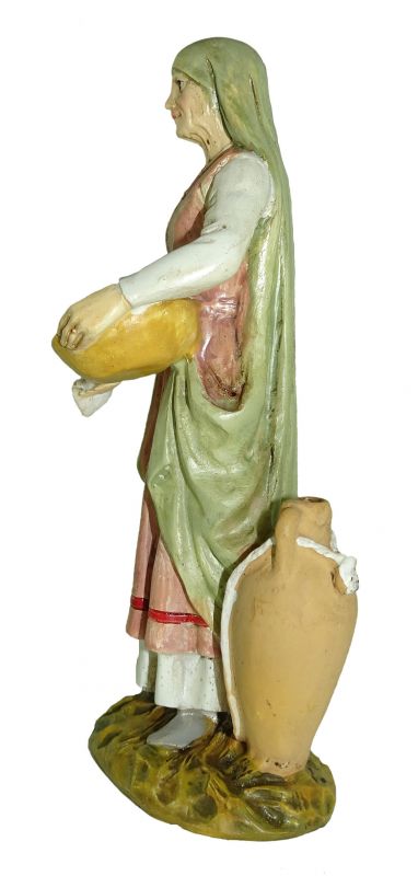 ferrari & arrighetti statuine presepe, statuina levatrice per presepe da 10 cm, statuina levatrice per presepe classico / tradizionale stile martino landi, resina dipinta a mano