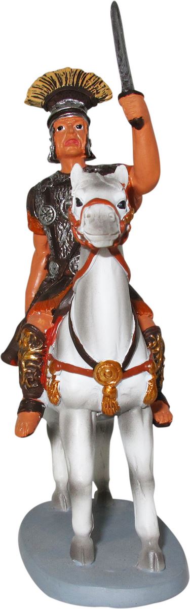 statuine presepe: soldato a cavallo linea martino landi per presepe da cm 10