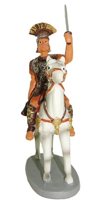 ferrari & arrighetti statuine presepe, statuina soldato a cavallo per presepe da 10 cm, statuina soldato per presepe classico / tradizionale, resina dipinta a mano