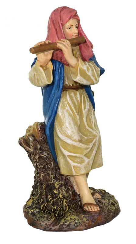 ferrari & arrighetti statuine presepe, statuina pastore con piffero per presepe da 10 cm, statuina suonatore di piffero per presepe classico / tradizionale, resina dipinta a mano