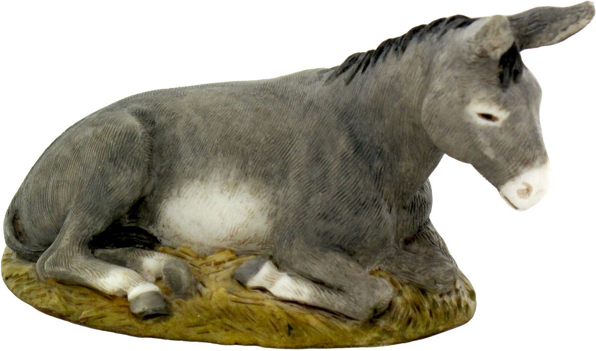 ferrari & arrighetti statuine presepe, statuina asino per presepe da 10 cm, statuina asinello per capanna, presepe classico / tradizionale stile martino landi, resina dipinta a mano