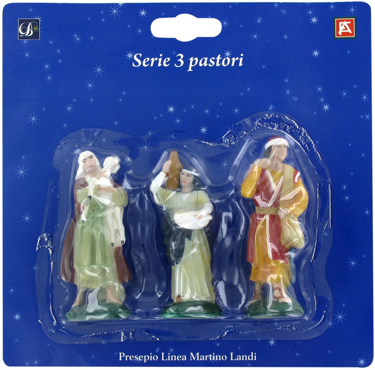 ferrari & arrighetti statuine per presepe, set statuine tradizionali 3 pastori, statuine di tre pastori per presepe classico da 9 cm, stile martino landi, pvc