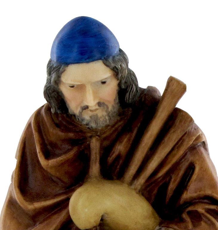 ferrari & arrighetti statue per presepe di grandi dimensioni, zampognaro, stile martino landi per presepe da 120 cm, statua pastore con zampogna, presepe classico/tradizionale, resina dipinta a mano