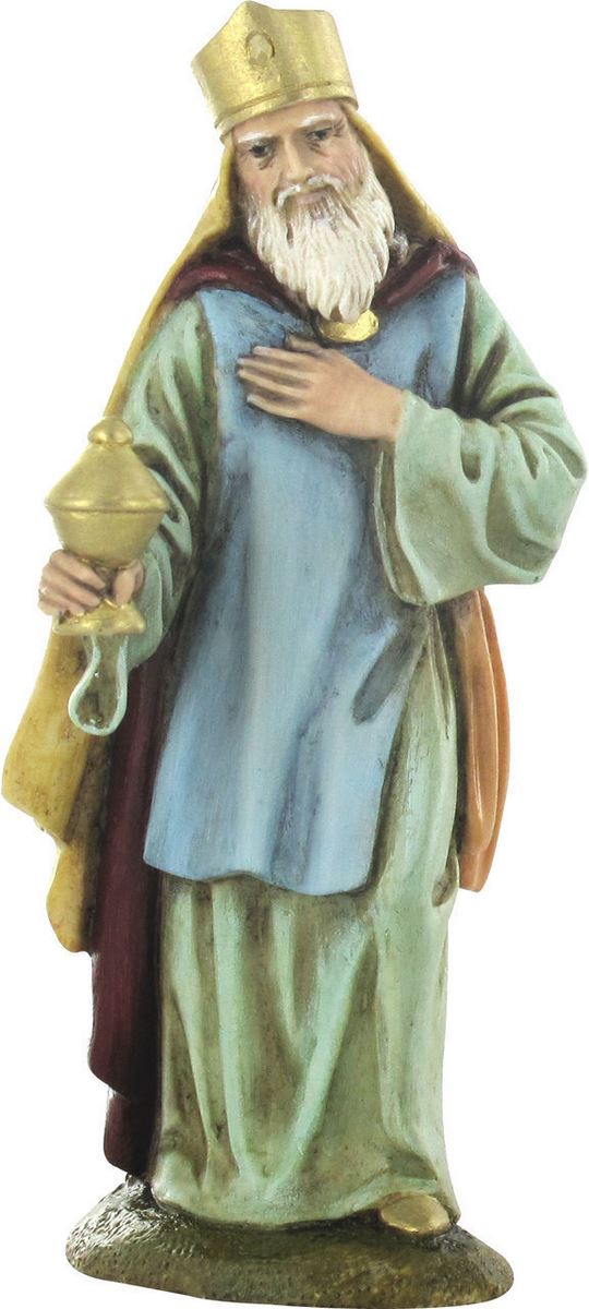 ferrari & arrighetti statuine presepe, statuina re magio melchiorre per presepe da 12 cm, statuina re magio per presepe classico / tradizionale stile martino landi, resina dipinta a mano