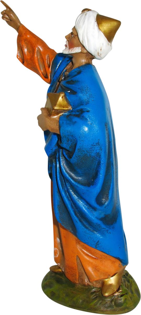 ferrari & arrighetti statuine presepe, statuina re magio baldassarre per presepe da 12 cm, statuina re magio per presepe classico / tradizionale stile martino landi, resina dipinta a mano
