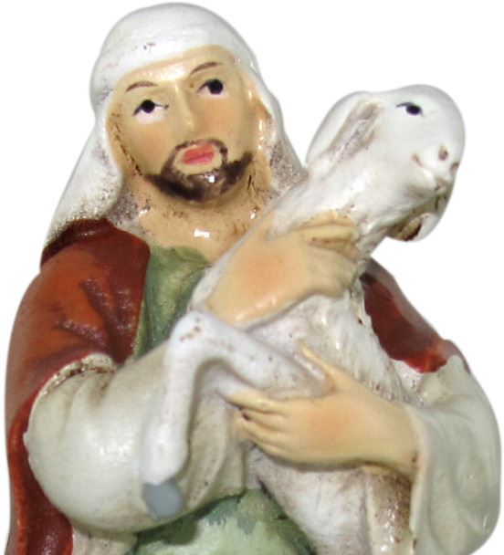 ferrari & arrighetti statuine presepe, statuina pastore con pecora per presepe da 12 cm, statuina pastore con pecorella per presepe classico / tradizionale stile martino landi, resina dipinta a mano