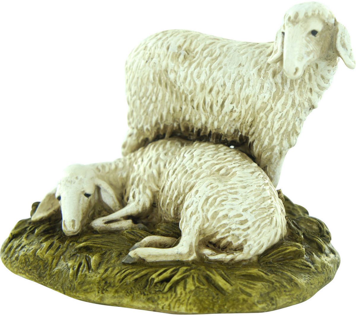 ferrari & arrighetti statuine presepe, statuina gruppo di 2 pecore per presepe da 12 cm, statuina coppia di pecore per presepe classico / tradizionale stile martino landi, resina dipinta a mano