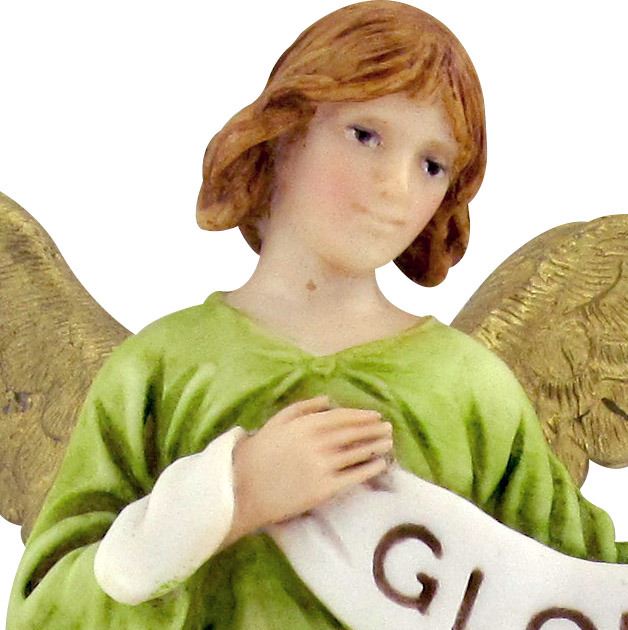ferrari & arrighetti statuine presepe, statuina angelo gloria per presepe da 12 cm, statuina angioletto per capanna, presepe classico / tradizionale stile martino landi, resina dipinta a mano