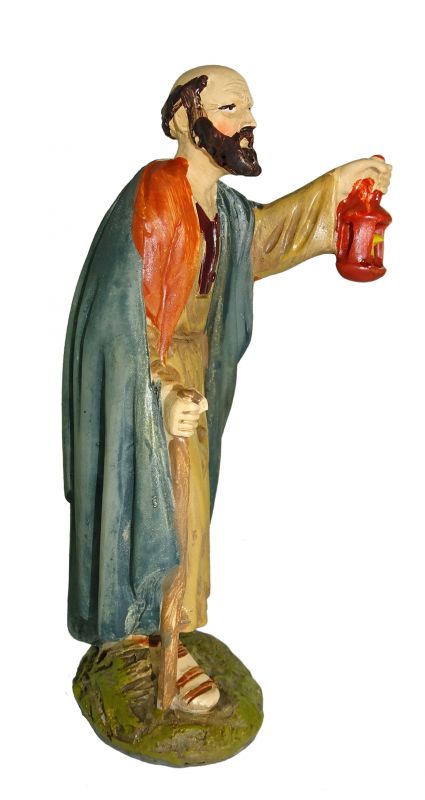 ferrari & arrighetti statuine presepe, statuina pastore con lanterna per presepe da 12 cm, statuina pastore per presepe classico / tradizionale stile martino landi, resina dipinta a mano