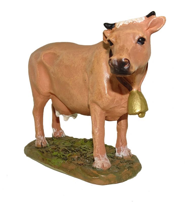 ferrari & arrighetti statuine presepe, statuina mucca per presepe da 12 cm, statuina della vacca per presepe classico / tradizionale, resina dipinta a mano