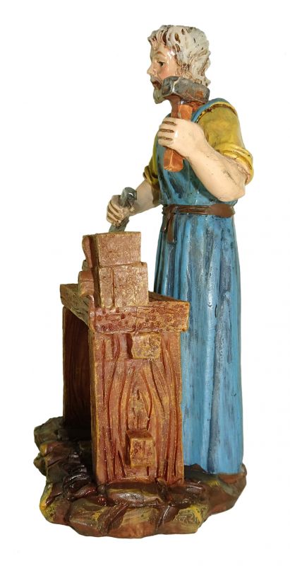 ferrari & arrighetti statuine presepe, statuina falegname al banco di lavoro per presepe da 12 cm, statuina del falegname per presepe classico / tradizionale, resina dipinta a mano