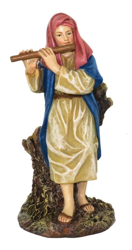 ferrari & arrighetti statuine presepe, statuina pastore con piffero per presepe da 12 cm, statuina suonatore di piffero per presepe classico / tradizionale, resina dipinta a mano