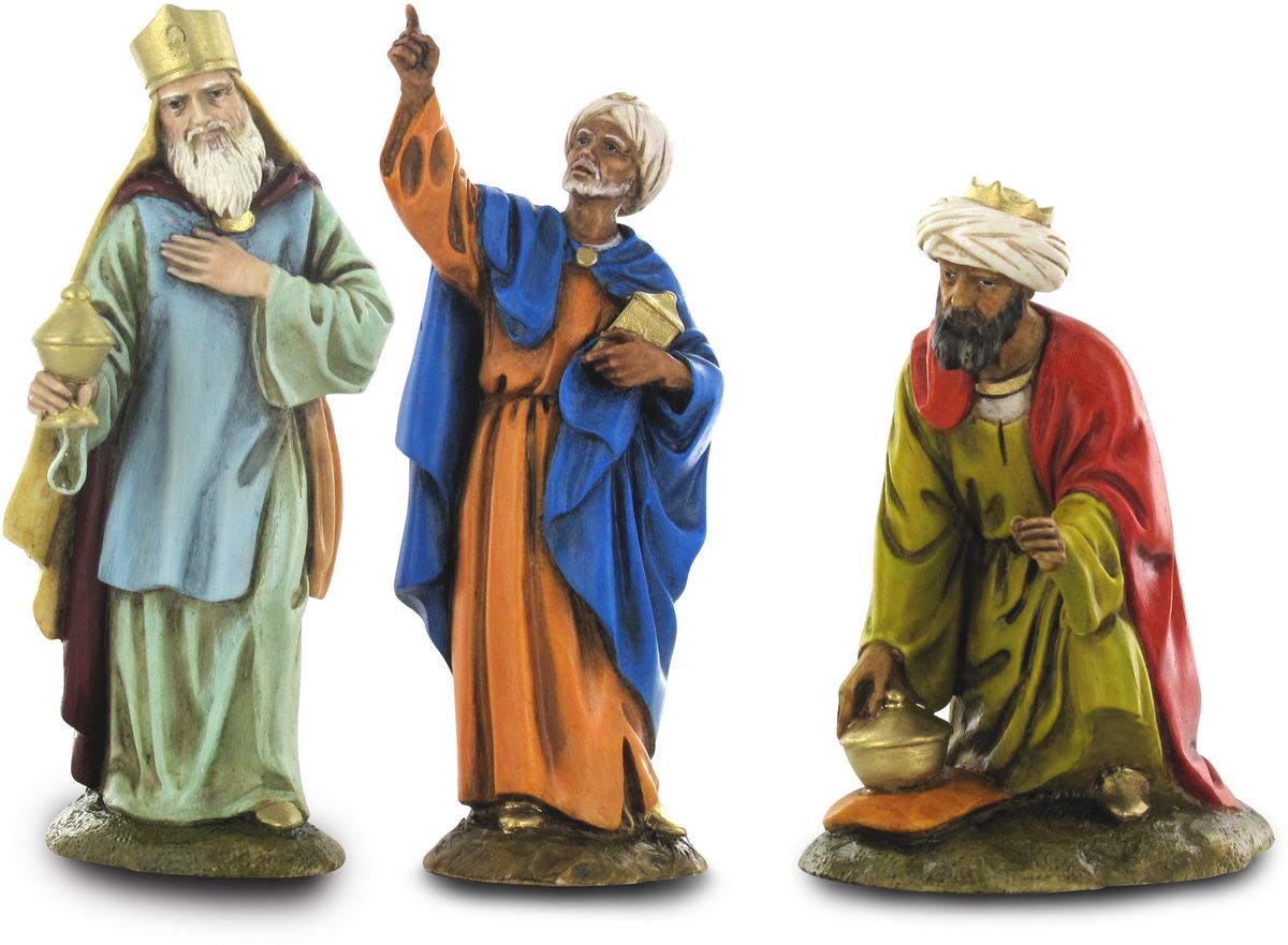 statuine presepe: serie 3 re magi linea martino landi per presepe da cm 12