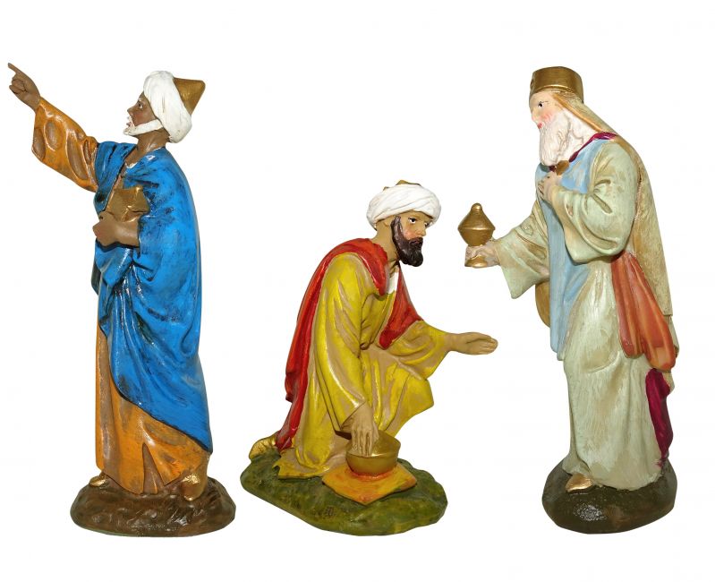 statuine presepe: serie 3 re magi linea martino landi per presepe da cm 12