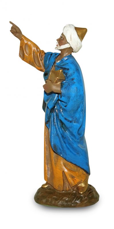 ferrari & arrighetti statuine presepe, statuina re magio baldassarre per presepe da 16 cm, statuina re magio per presepe classico / tradizionale stile martino landi, resina dipinta a mano