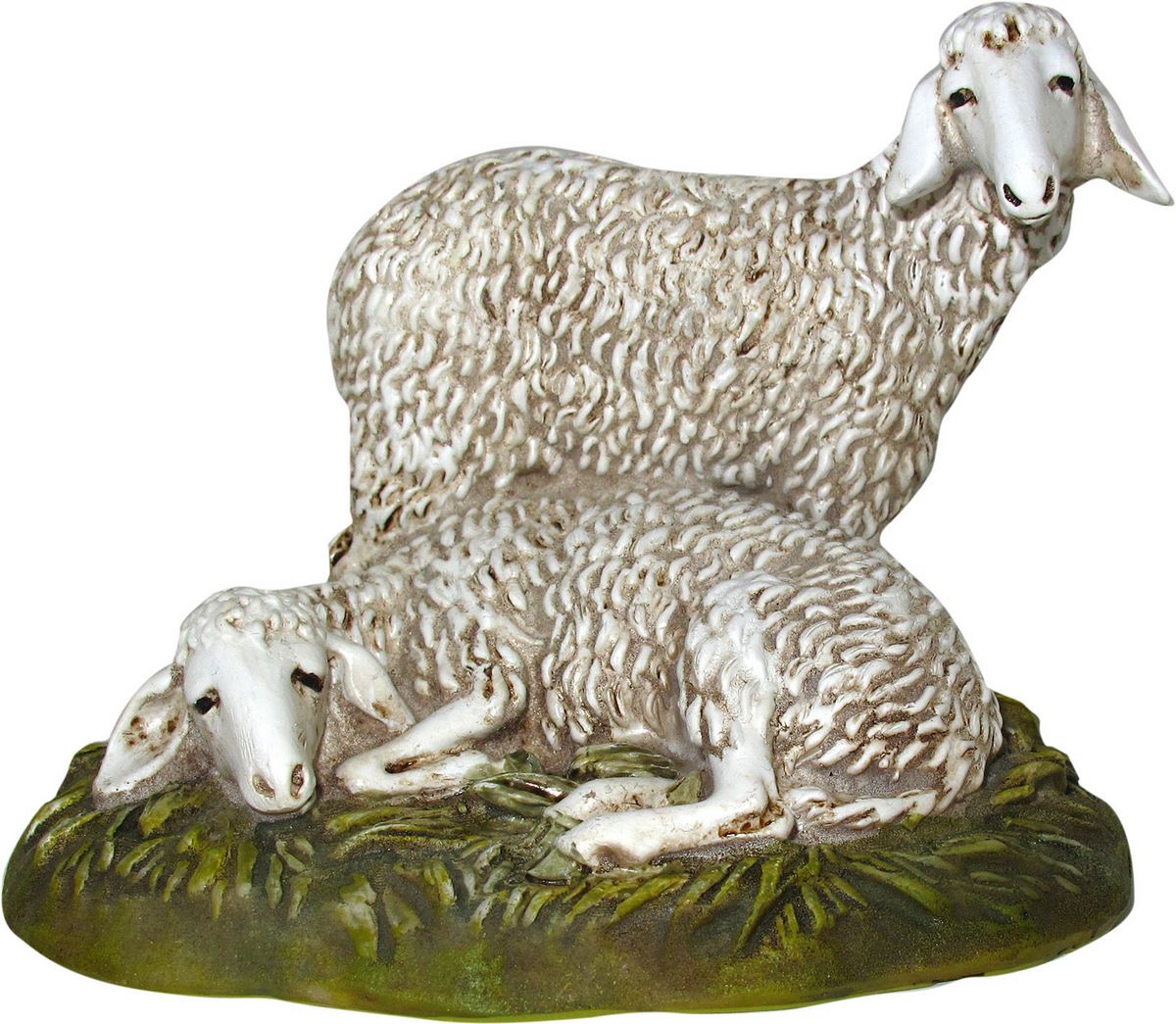 ferrari & arrighetti statuine presepe, statuina gruppo di 2 pecore per presepe da 16 cm, statuina coppia di pecore per presepe classico / tradizionale stile martino landi, resina dipinta a mano