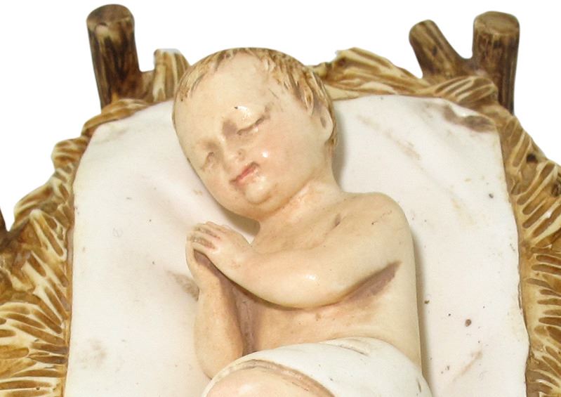 statue presepe: gesù bambino nella culla linea martino landi per presepio da cm 50  