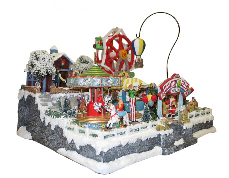 villaggio natalizio con luna park, movimento, luci, musica (44 x 36 x 40 cm)