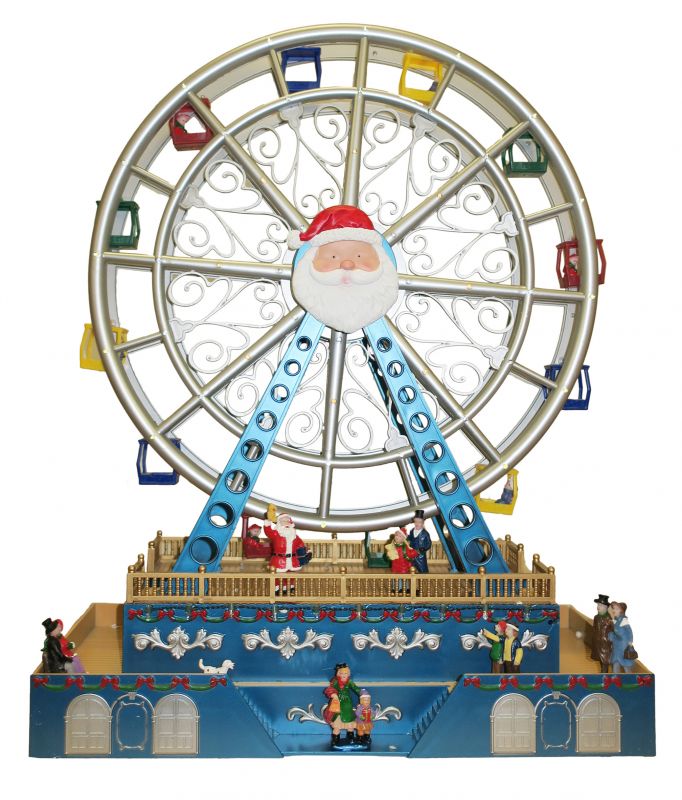 ruota panoramica decorativa, giostrina natalizia che gira, decorazione natalizia con luci e musica (28 x 48 x 17 cm)