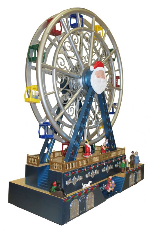 ruota panoramica decorativa, giostrina natalizia che gira, decorazione natalizia con luci e musica (28 x 48 x 17 cm)