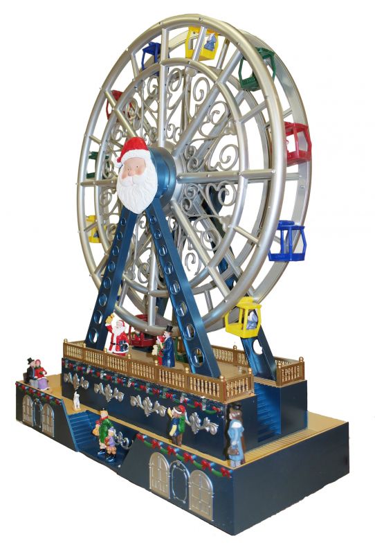 ruota panoramica decorativa, giostrina natalizia che gira, decorazione natalizia con luci e musica (28 x 48 x 17 cm)