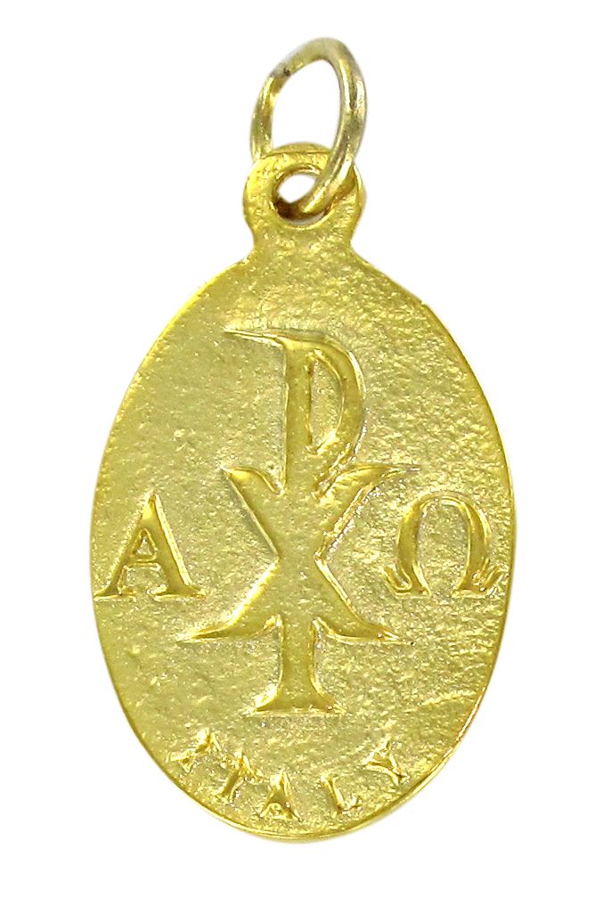 medaglia spirito santo in metallo dorato con smalto rosso - 1,7 cm