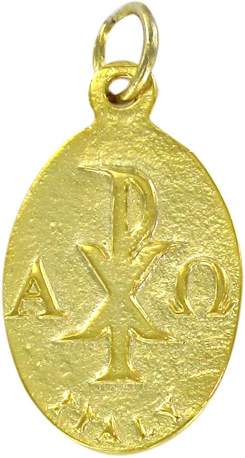 stock: medaglia spirito santo ovale in metallo dorato con smalto rosso - 2,2 cm