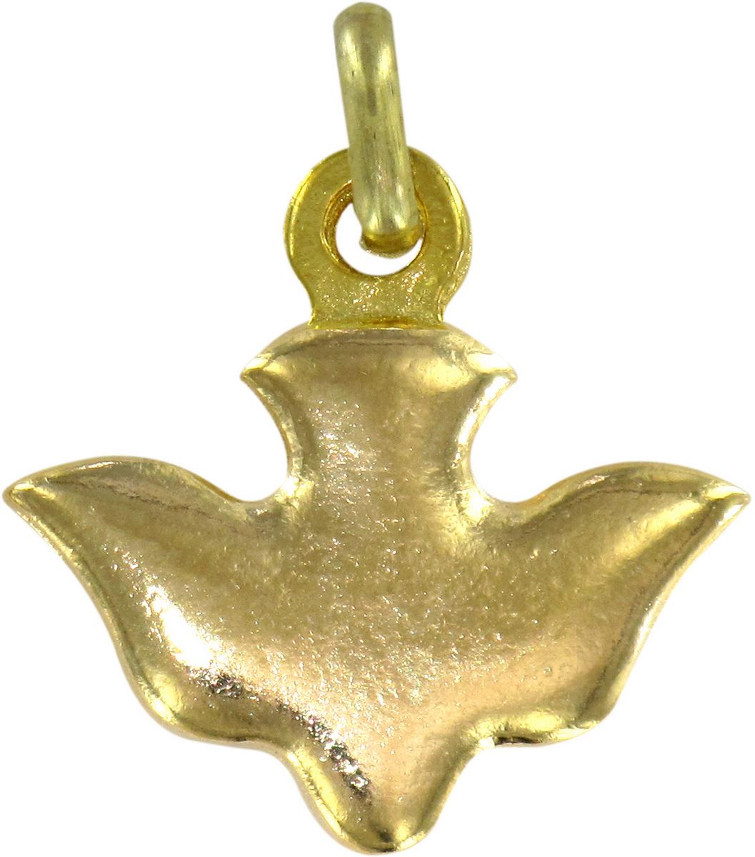 medaglia colomba in metallo dorato con smalto bianco