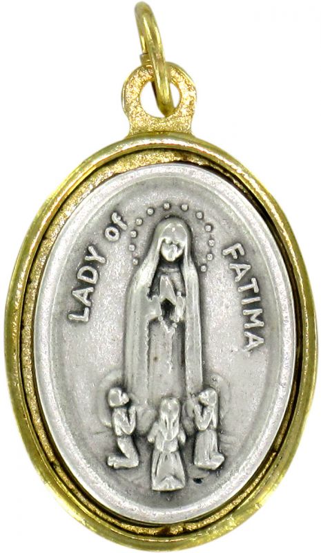 medaglia madonna di fatima in metallo bicolore - 2,5 cm