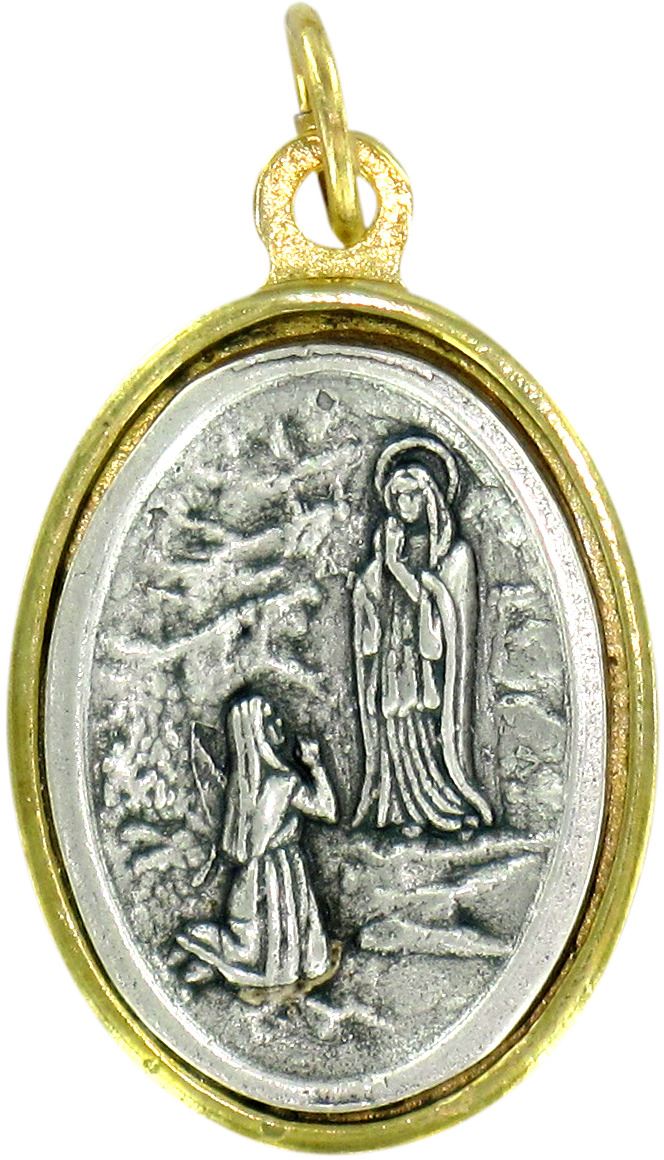 medaglia lourdes in metallo bicolore - 2,5 cm