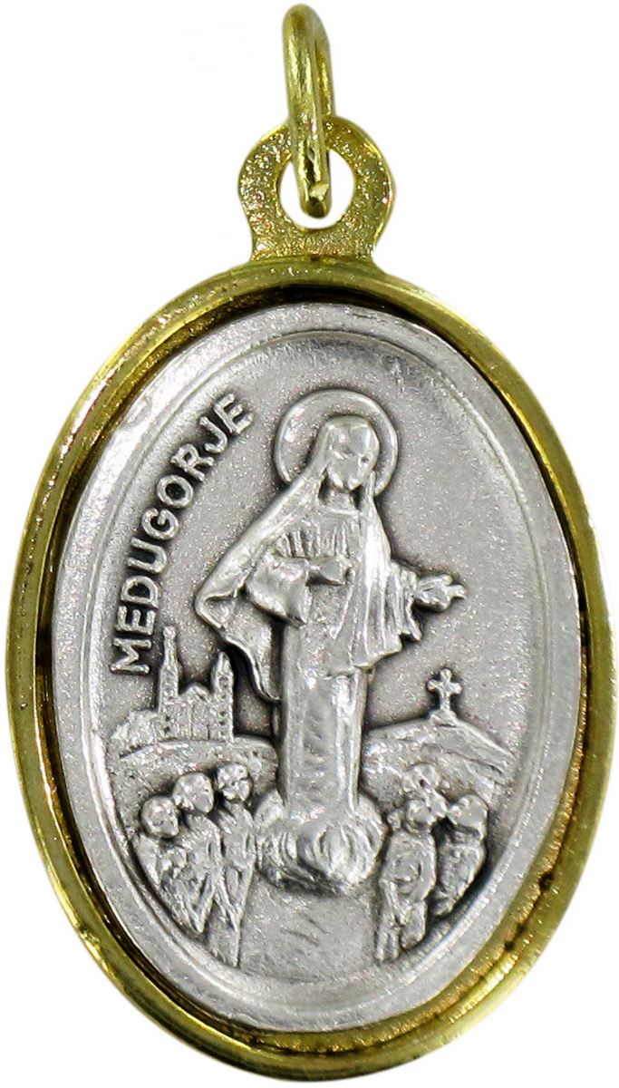 medaglia madonna di medjugorje in metallo bicolore - 2,5 cm