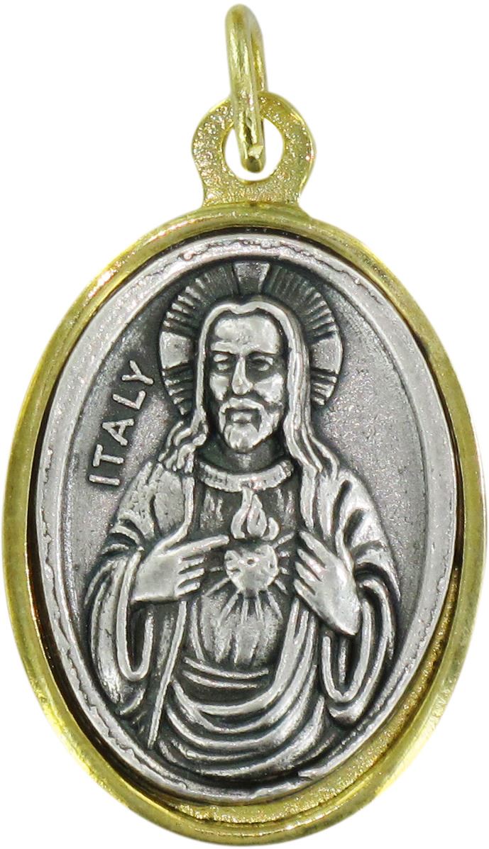 medaglia sacro cuore di gesù in metallo bicolore - 2,5 cm