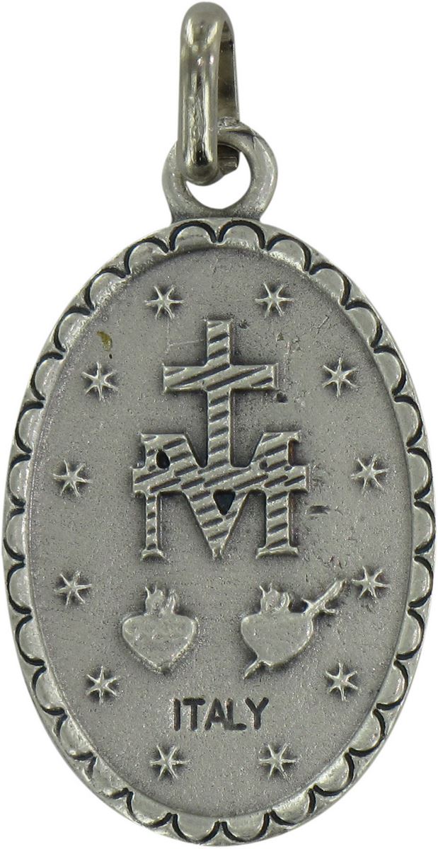 medaglia miracolosa ovale in metallo con smalto blu - 3 cm